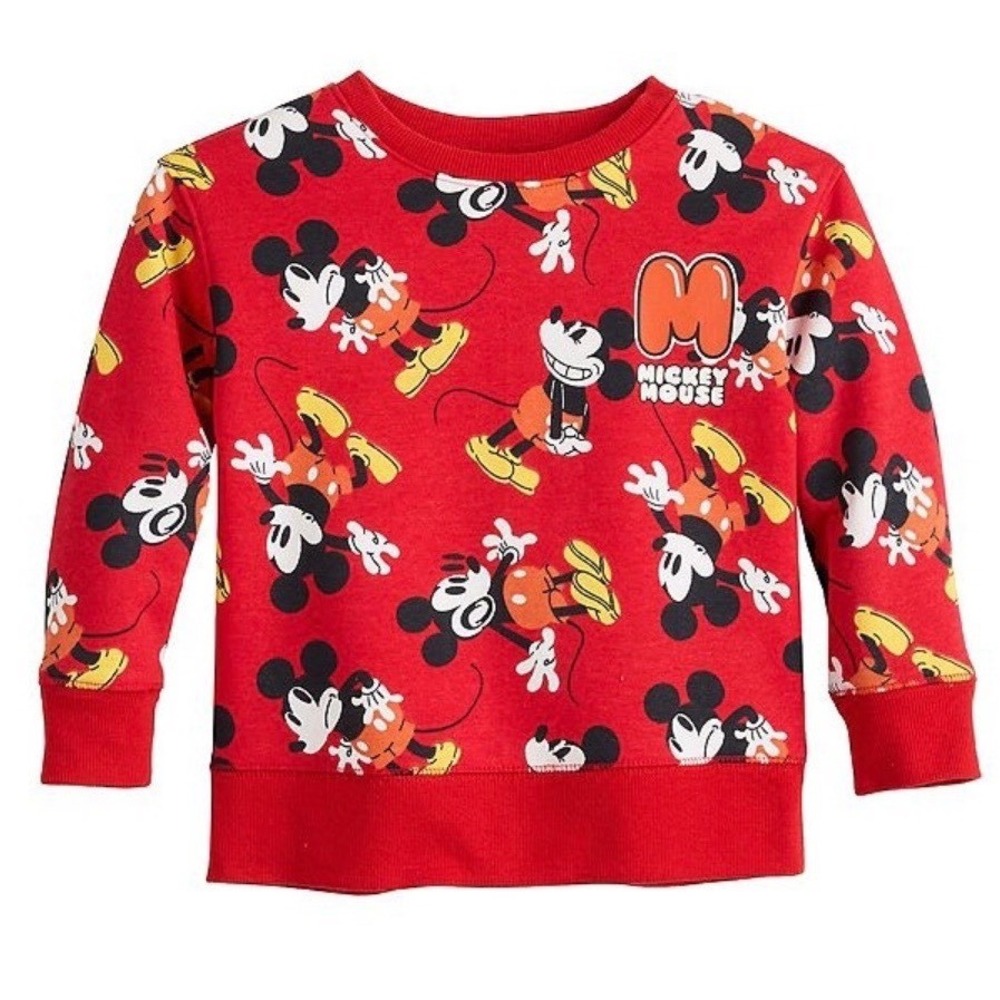 Disney‎ Toddler Boys Mickey Mouse Fleece Crewneck Sweatshirt 5T Red Cotton Blend